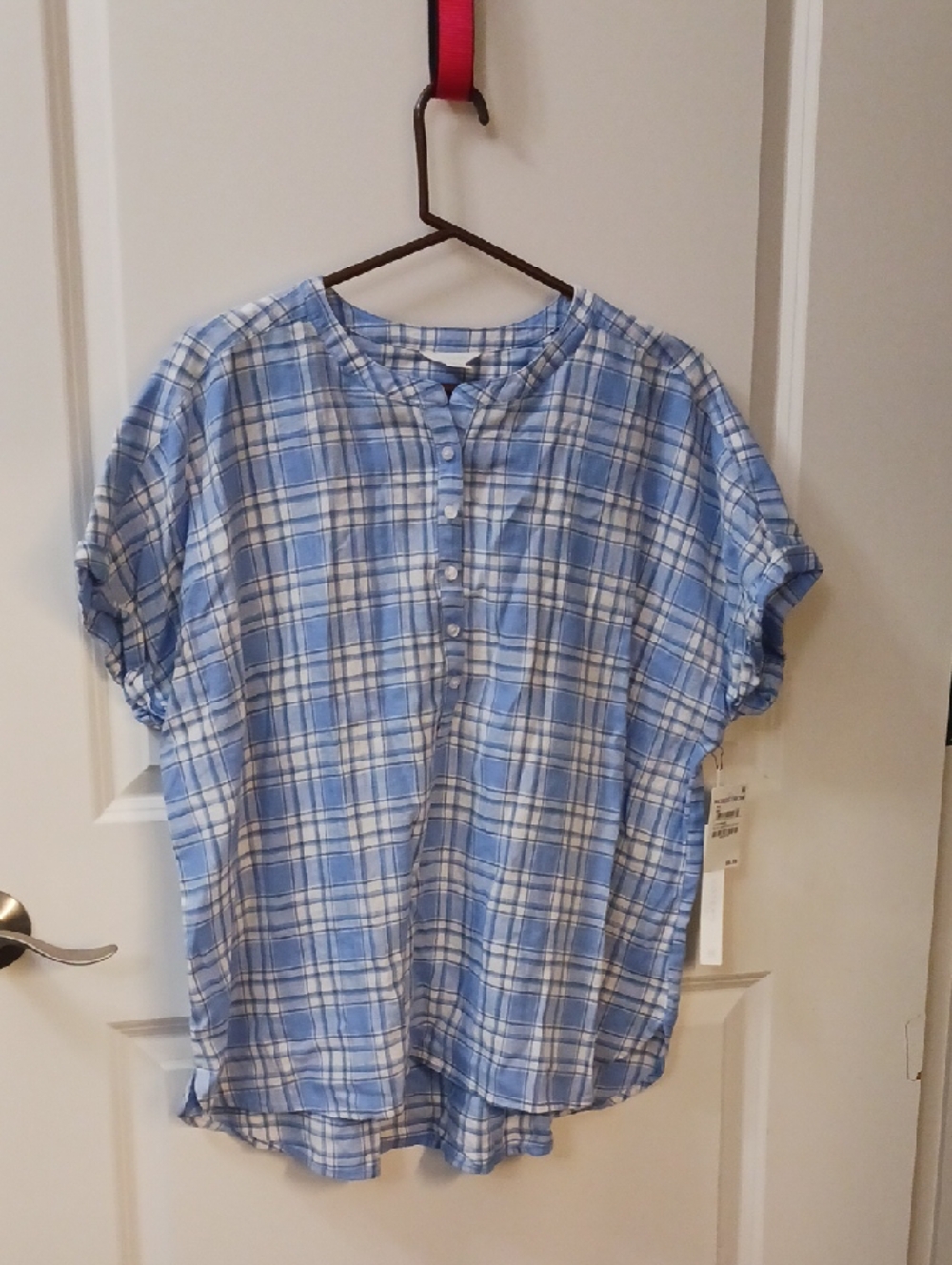 Caslon Blue and White Plaid Button-Front Shirt